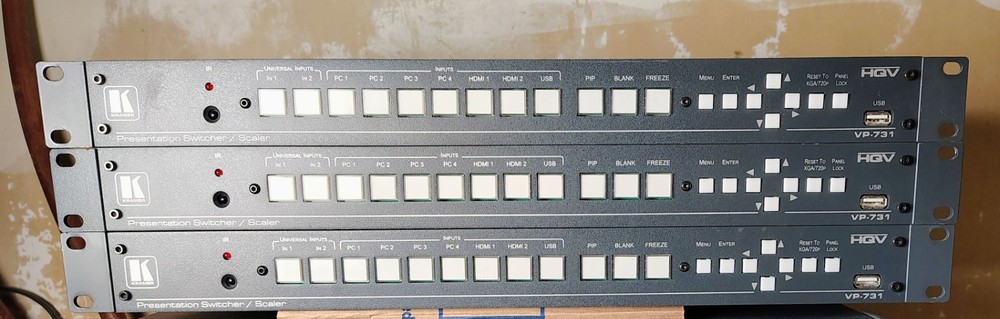 3 Kramer VP-731 Presentation Scaler/Switcher w Ethernet Control 9 Input Set Lot