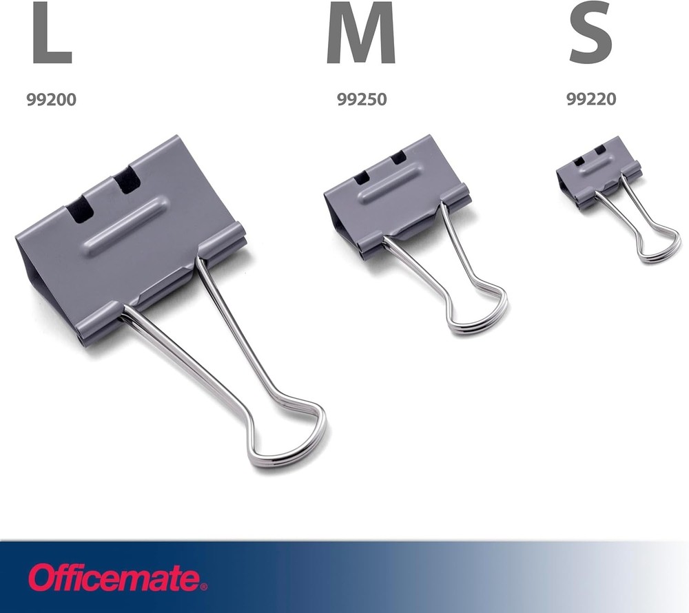 EZ Binder Clips - 12 Count Medium Gray Clips for Quick and Secure Organization