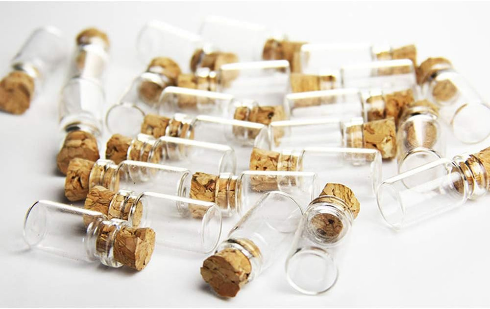 10Pcs/1Ml Empty Sample Glass Bottles Jars Vials Case Container with Cork Stopper