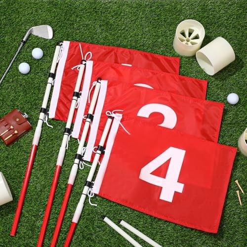 4 Pack 6ft Golf Flag Sticks - Numbered Putting Green Hole Pins for Backyard & Dr