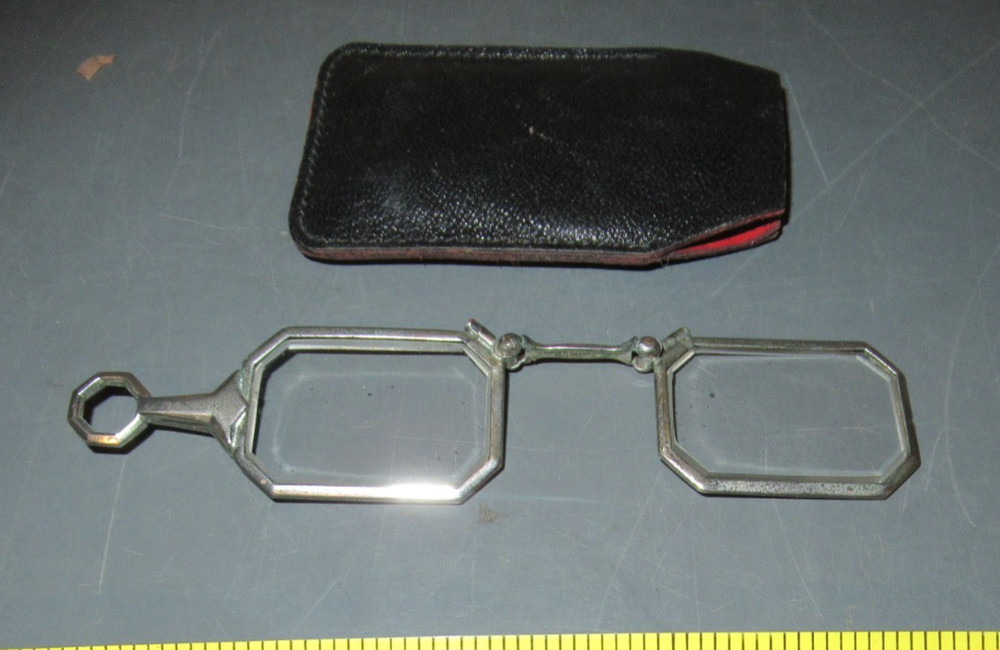 ANTIQUE STERLING SILVER LORGNETTE FOLDING OPERA GLASSES SPECTACLES