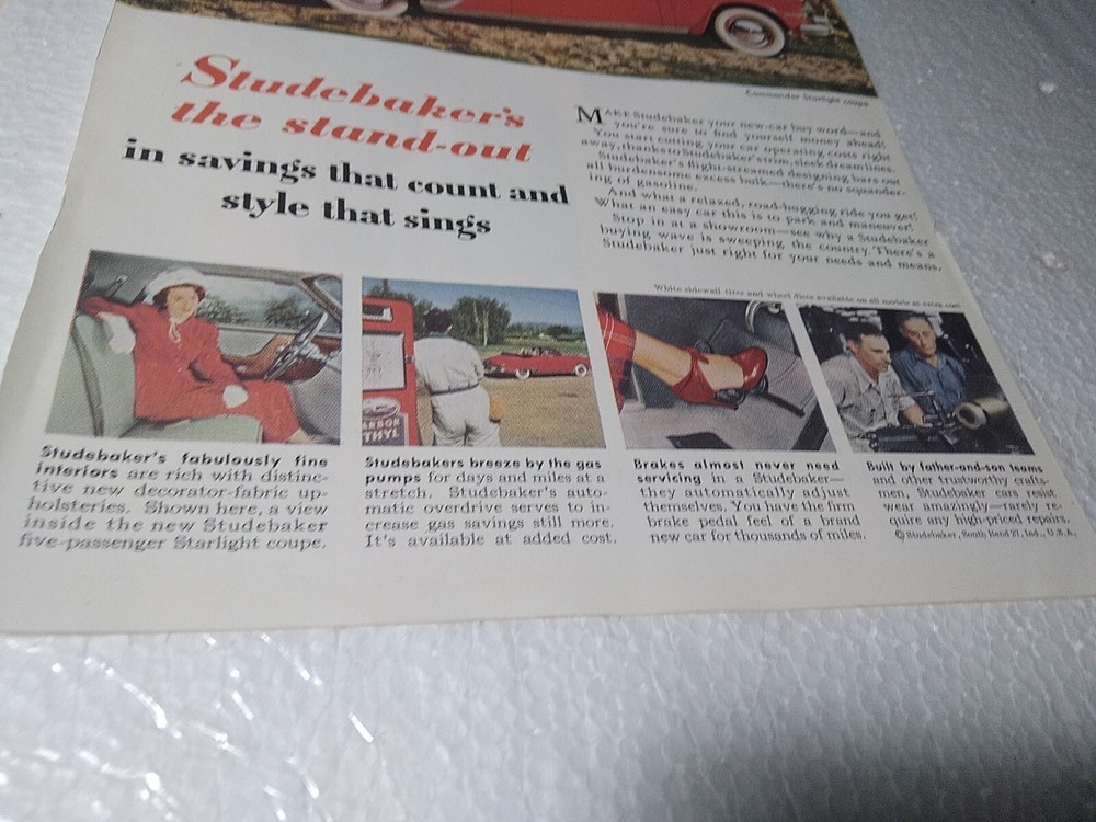 1949 Print Advertisement Studebaker Commander Starlight Coupe 6.5x10"