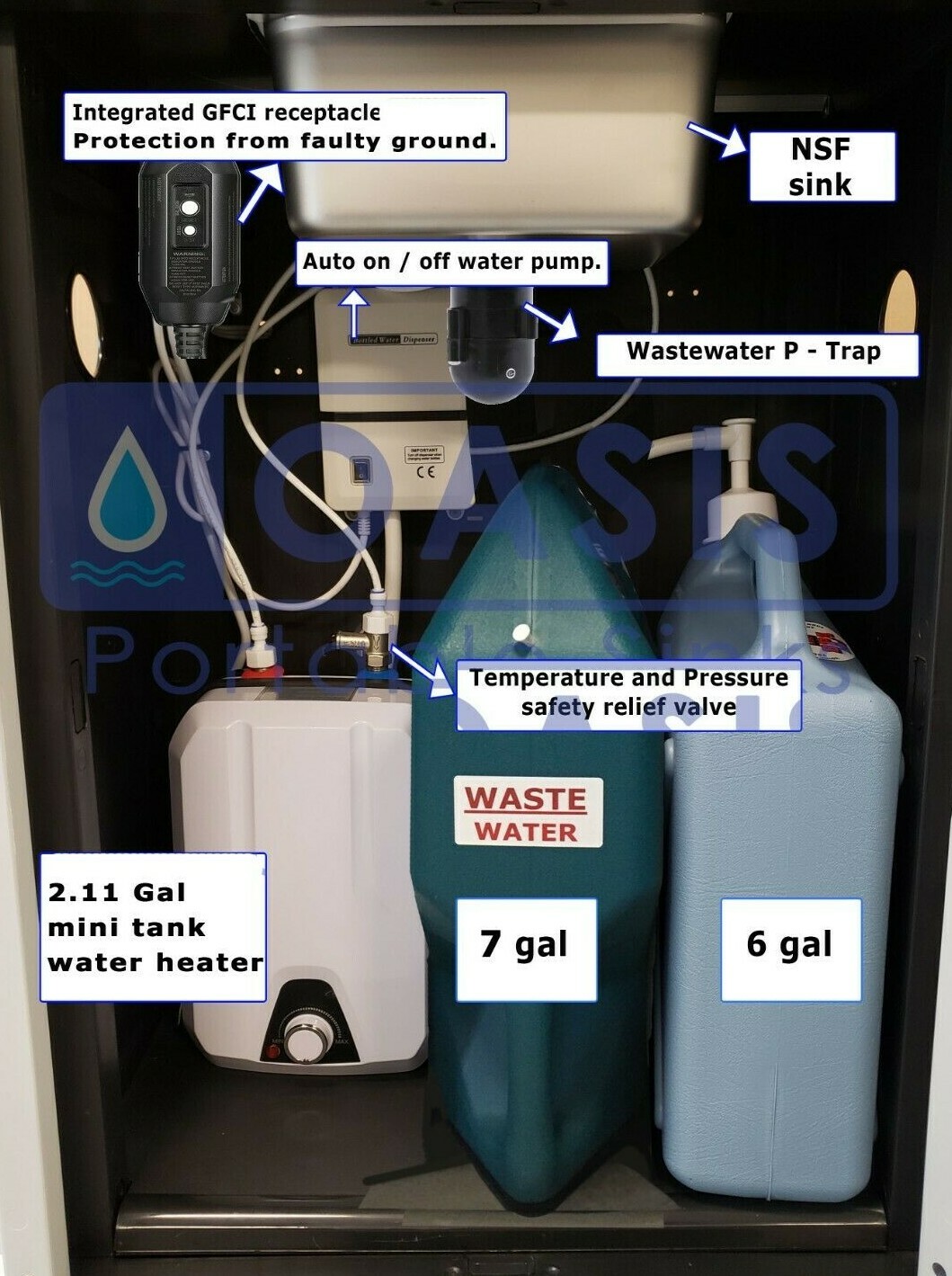 Portable Mobile Sink with Hot and Cold Water Self Contained with NSF parts