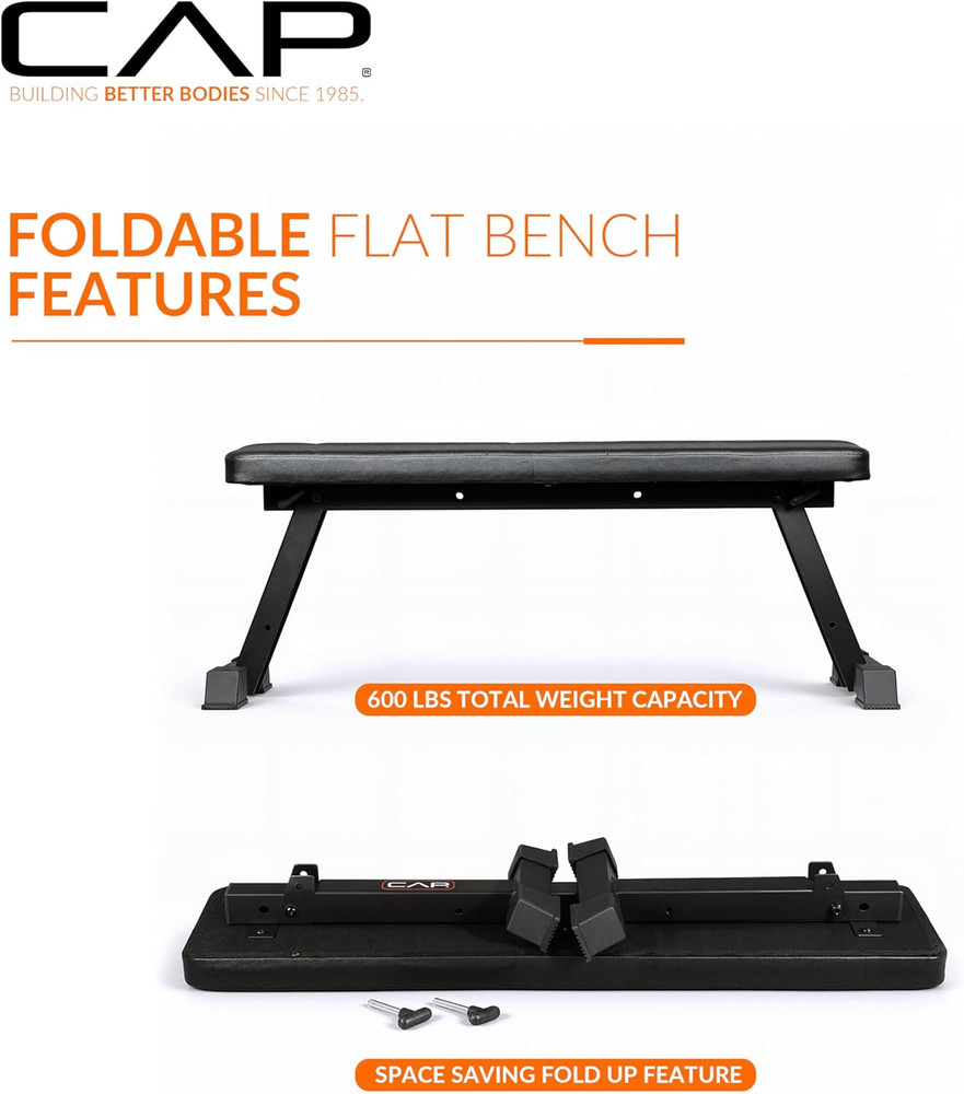 Foldable Flat Weight Bench | Folding Workout Bench with Steel Frame, Thick Box-S