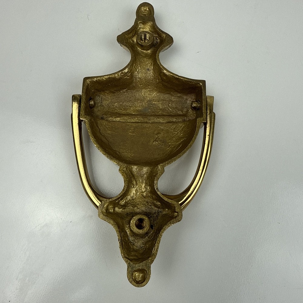 Vintage Solid Brass Door Knocker Threaded Mounting Holes Heavy