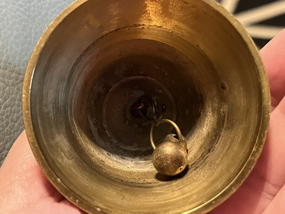 Vintage Solid Gold Brass Christmas Tree Bell 4 1/4”