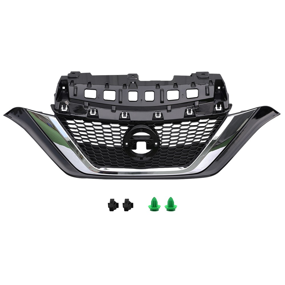 Front Bumper Upper Grille Chrome For 2017 2018 2019 Nissan Versa Note Gloss