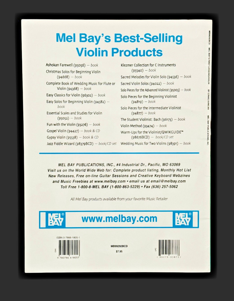 Mel Bay: First Lessons: Violin: Duncan, Craig: Book/CD