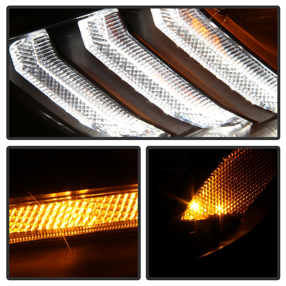 2015-2018 Ford Focus Halogen Type Black LED DRL Sequential Projector Headlights