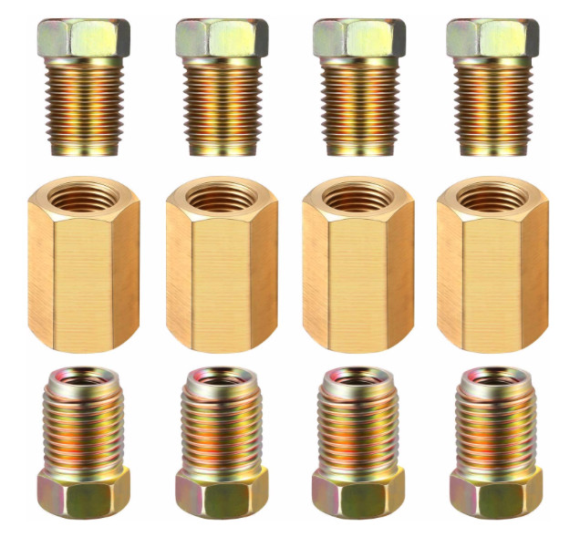 1/4 brake line, 7/16-24 Inverted Line Fittings & brass Unions, 12 pcs.