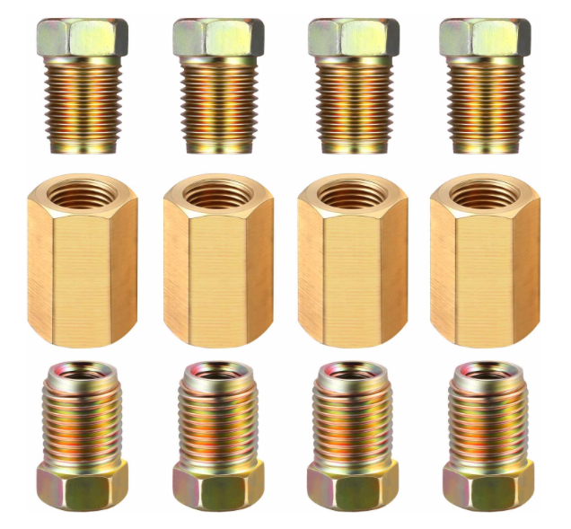 1/4 brake line, 7/16-24 Inverted Line Fittings & brass Unions, 12 pcs.