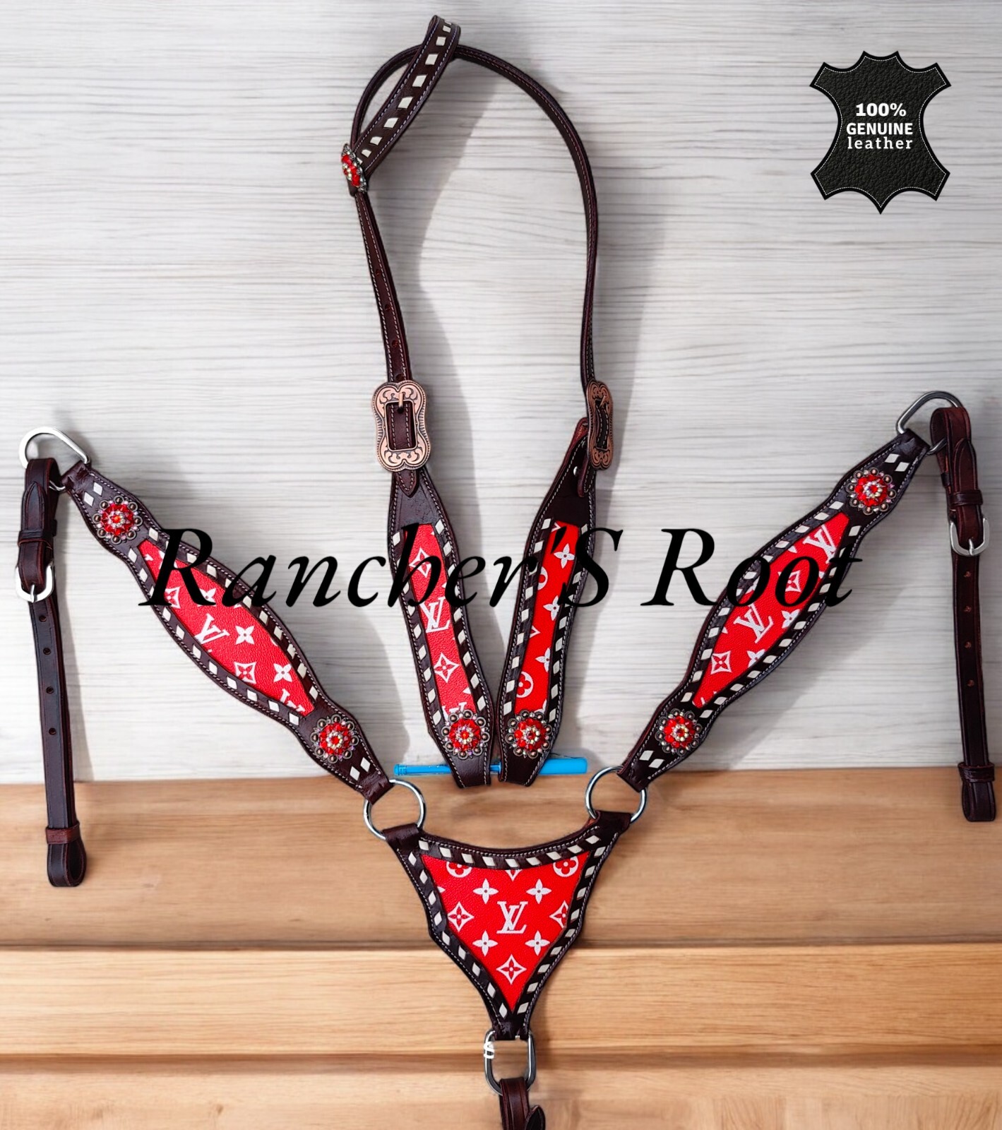Western Leather Tack Set | Red Gladiator Tack Set For Horse