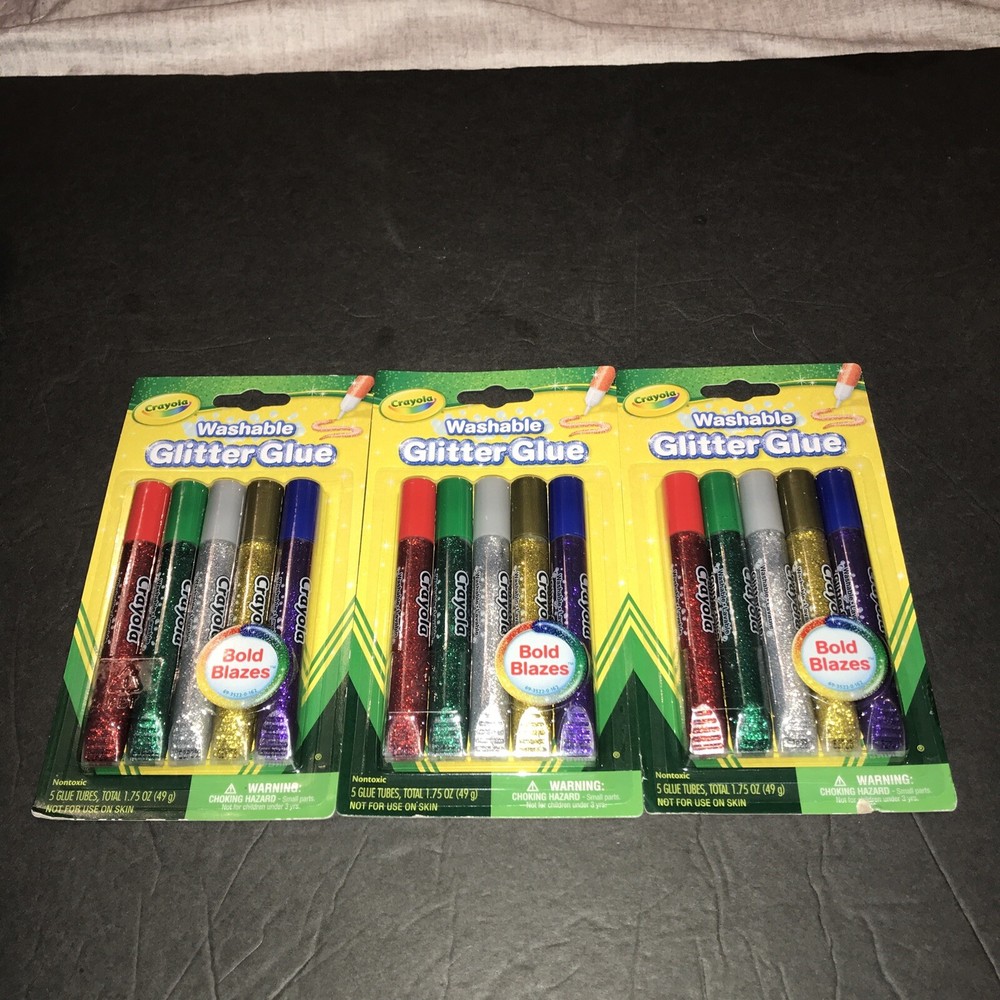 3 Pack Crayola Washable Glitter Glue, Bold Blazes, 5 Ct