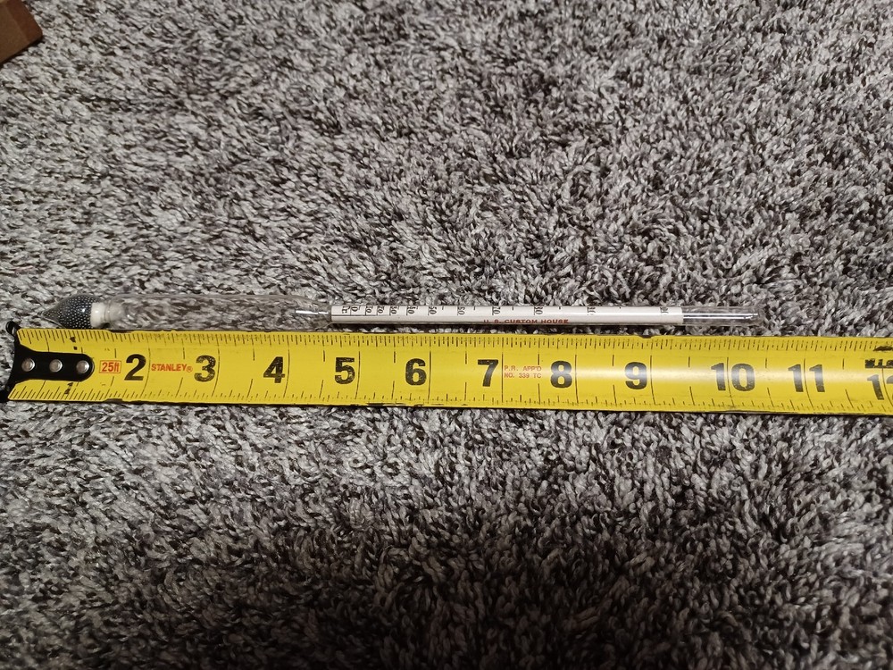 Vintage U.S. Custom House Hydrometer Proof & Tralle’s Scale Temp 60F