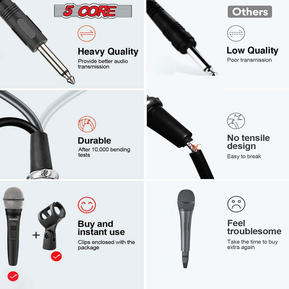 5Core Premium Vocal Dynamic Cardioid Handheld Microphone Unidirectional Mic