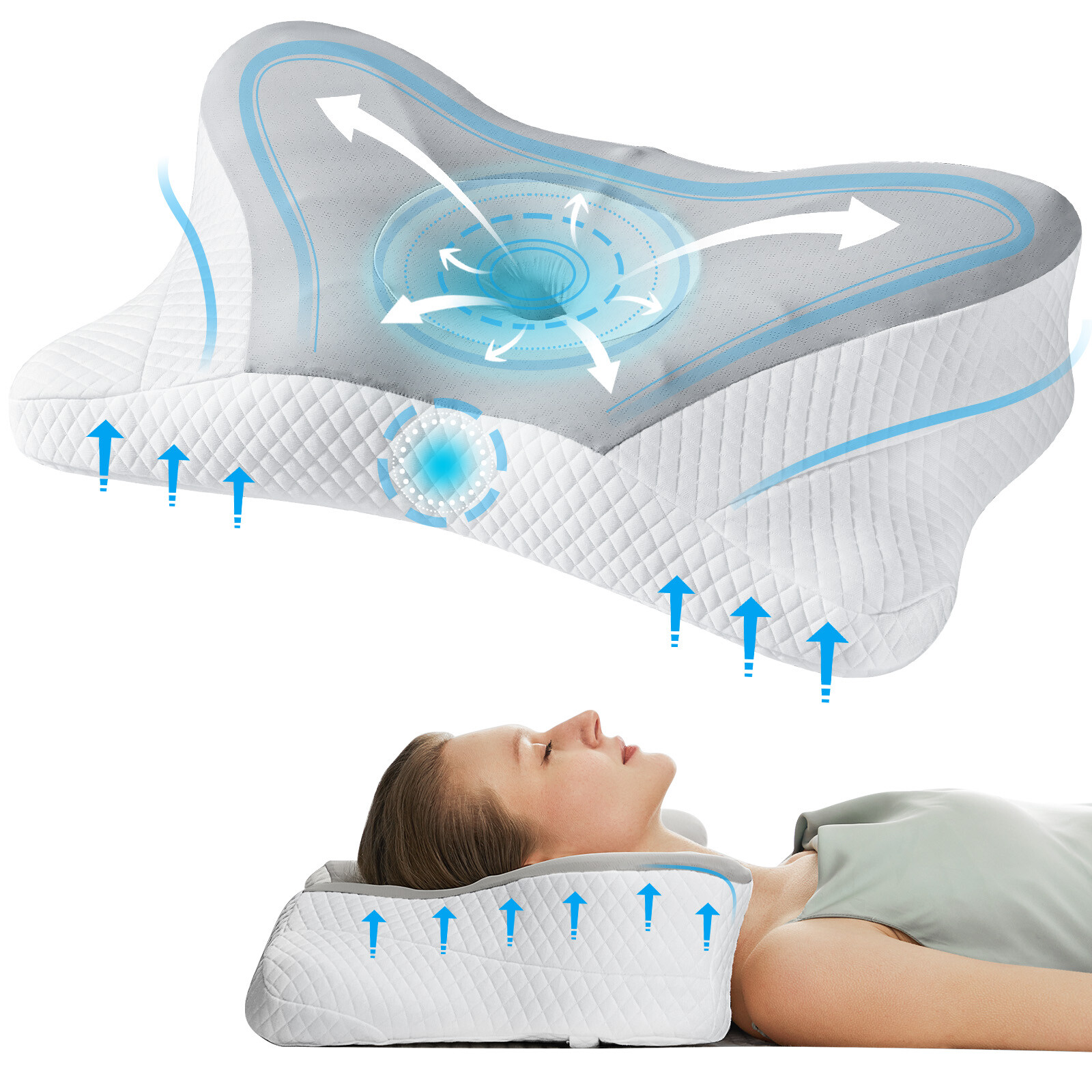 Memory Foam Cervical Pillow for Neck Pain Relief - Ergonomic Sleep Bed Pillow