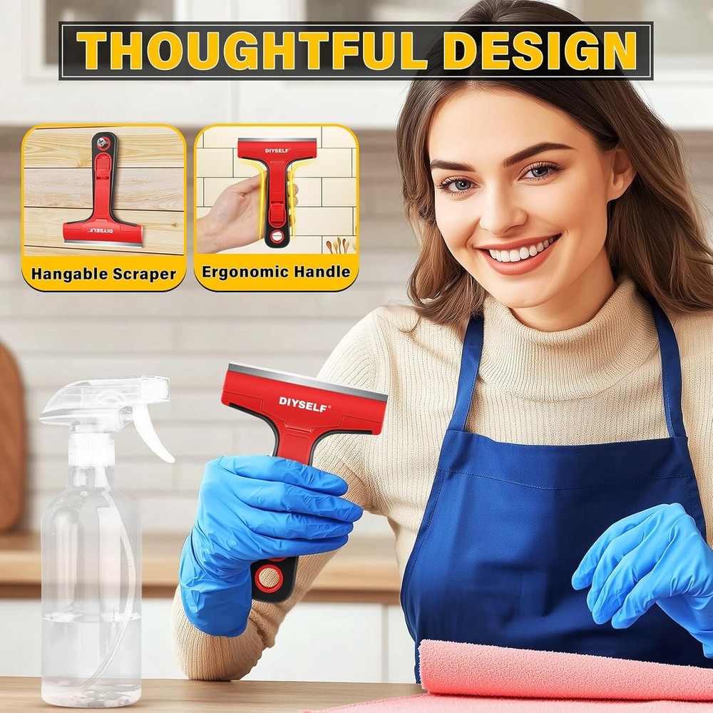 Razor Blade Scraper, 1 Pack Scraper Tool with 10pcs 4-Inch Blades Razor Scraper