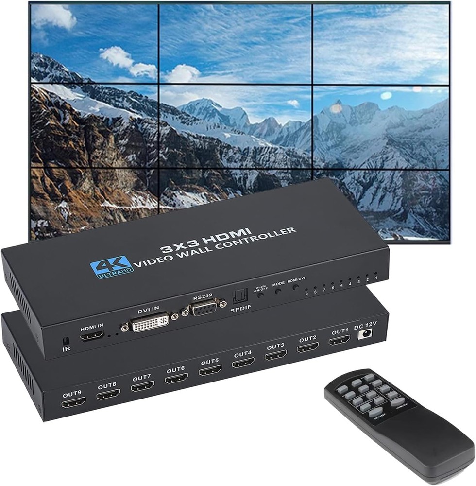 Video Wall Controller 3x3, TV Processor, 4K x 3x3 Controllers
