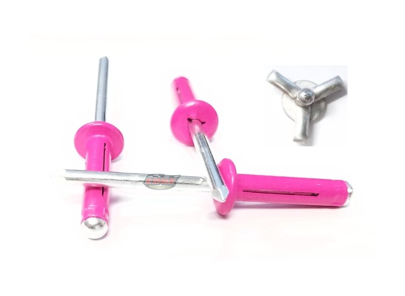Pink 3/16" Small Head Tri-Fold Exploding Aluminum Mandrel Pop Rivets 250 pack