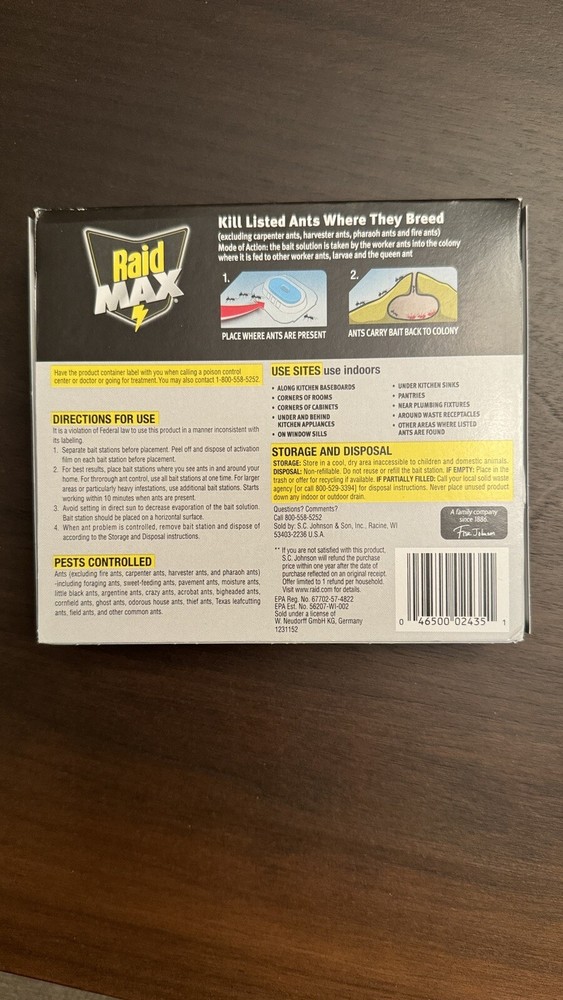 Raid Max Liquid Ant Bait 8 Count Value Pack kills indoors Queen Colony Box