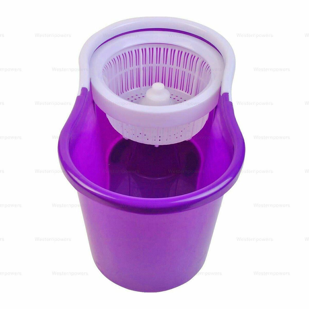 360° Rotating Head Easy Spin Dry Floor Mop Bucket + 2x Head Microfiber Spinning