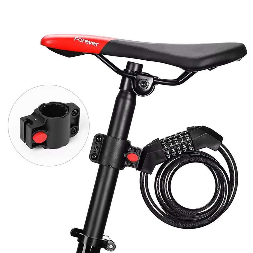 Bike Cable Anti-Theft Lock 1200mm 5 Digit Resettable Code Secure Lock Black