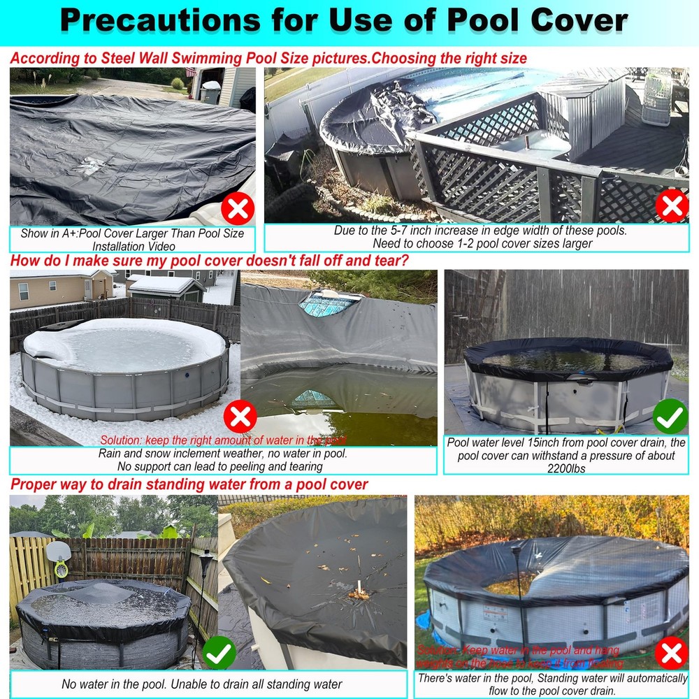 24 Ft Automatic Drain Round Pool Cover UV Protected Solar Pool Cover