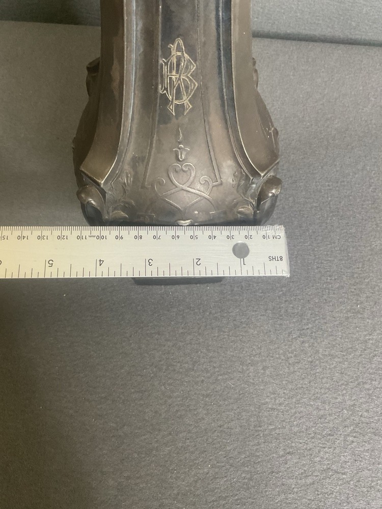 ANTIQUE SILVER PLATE Tall Square Vase