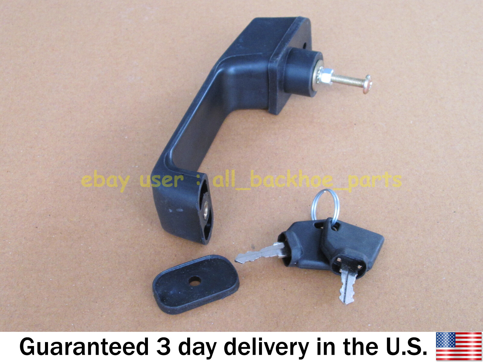 JCB BACKHOE - DOOR HANDLE WITH 2 KEYS (PART NUMBER 123/04067 701/45501)