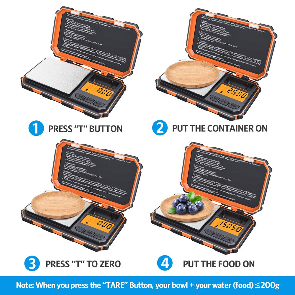 Digital Pocket Scale, Gram Scale 200G/0.01G, 6 Units Conversion Smart Scale with