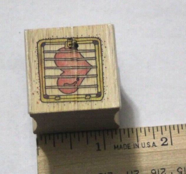 Heart Caged Locked Up Rubber Stamp