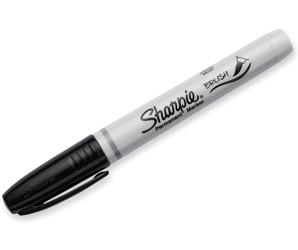 New Sharpie Black Brush Tip Permanent Marker 12 Pack