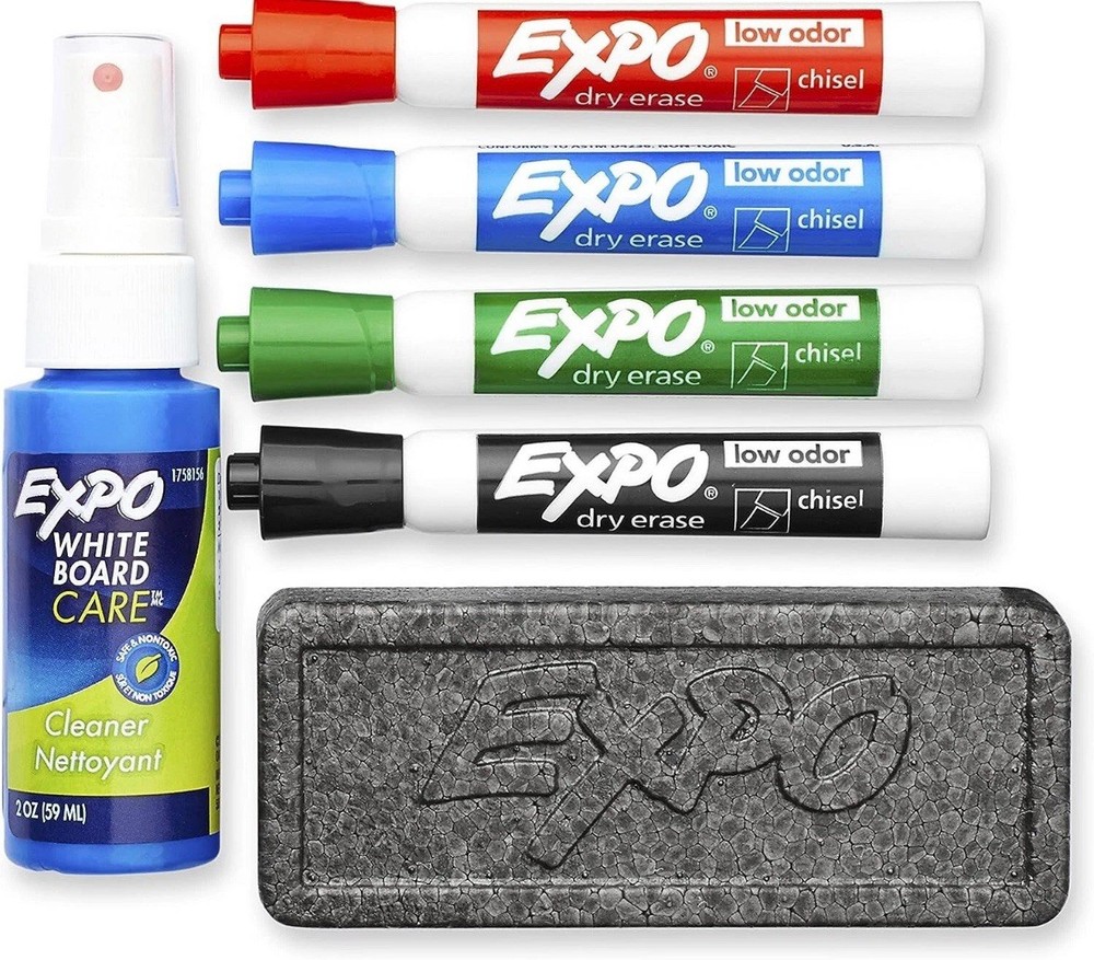 EXPO Low Odor Dry Erase Marker Starter Set, Chisel Tip, Assorted, Whiteboard Er