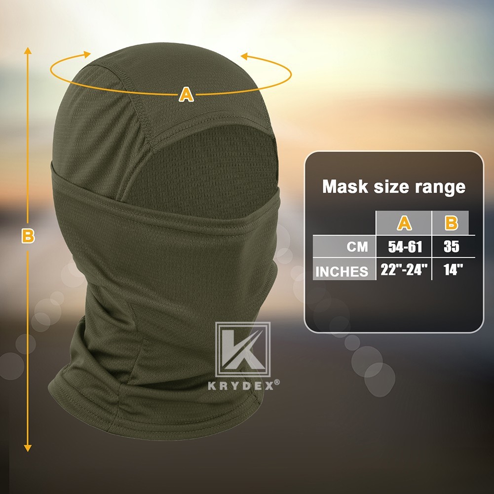 KRYDEX Tactical Face Mask Balaclava Full Head Neck Wrap Quick Dry Ranger Green