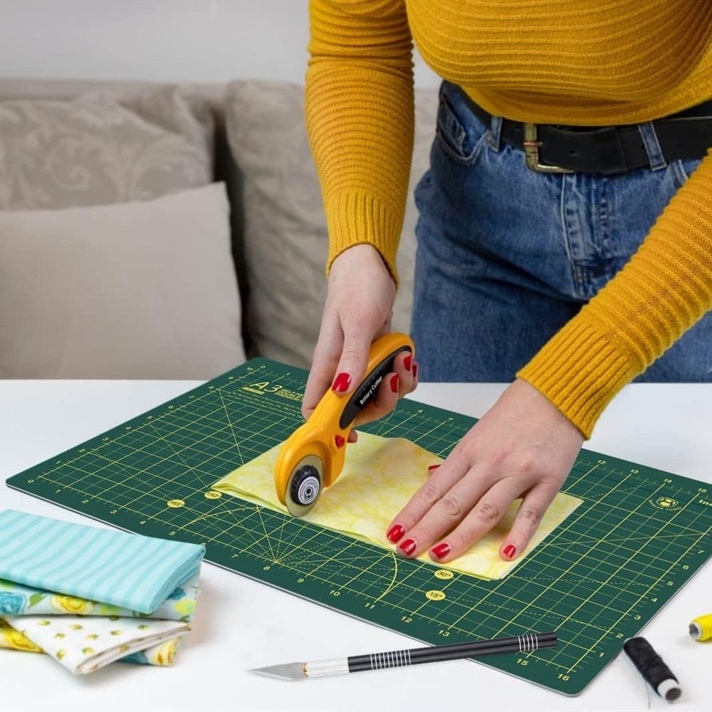 Complete Crafting Rotary Cutter Set with Ergonomic Handle and Safety Button