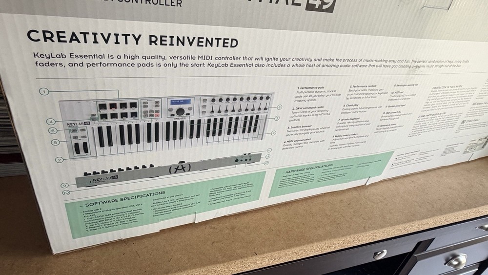 Arturia KeyLab 49 Essential 49 Key MIDI Controller Keyboard White