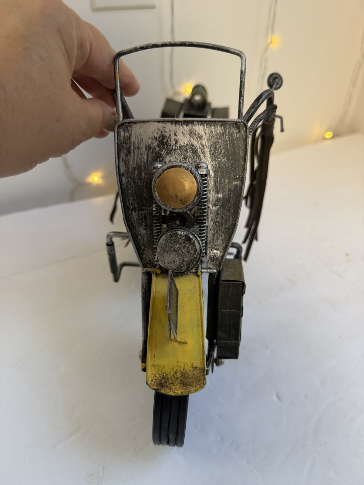 Vintage Style Metal Motorcycle Sculpture Retro Industrial Home Decor