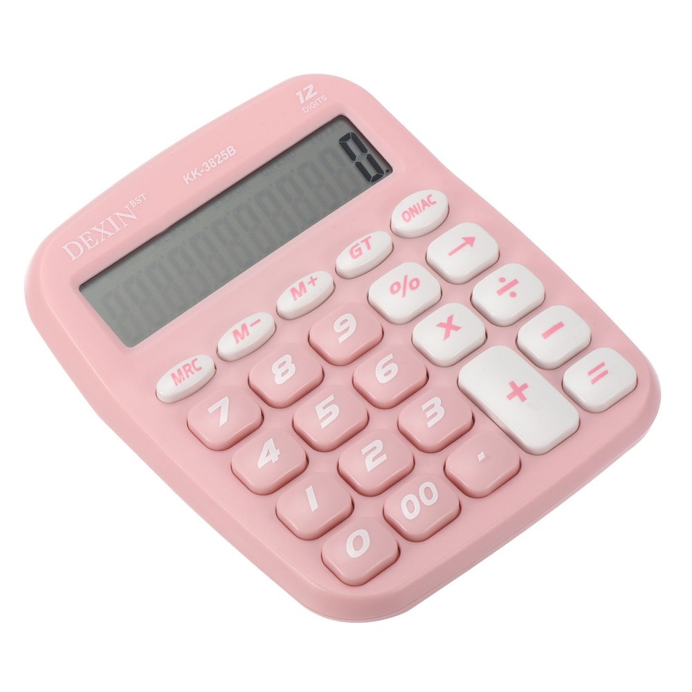 Desk Calculator, Standard Function 12 Digits LCD Display Calculator, Pink