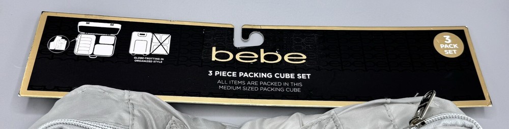 Bebe 3 Piece Packing Cube Set, Gray/Leopard Print