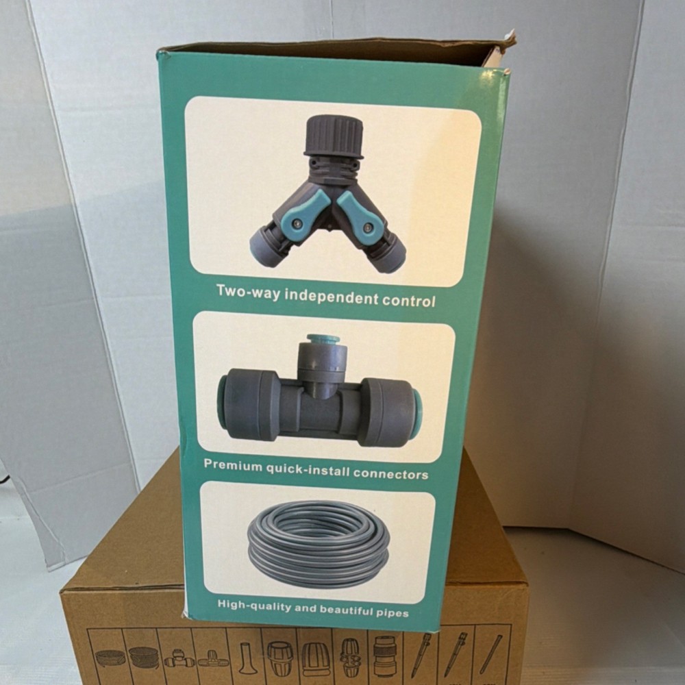 Complete Drip Irrigation Kit Quick Connector Adjustable Flow 28 Emitters Garden