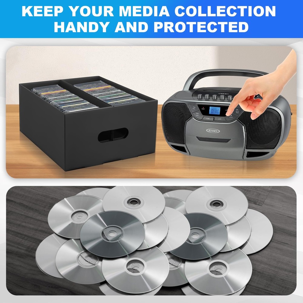 CD Storage Boxes Cardboard Case Holder PVC Window Lid 2 Compartment 3 PCS