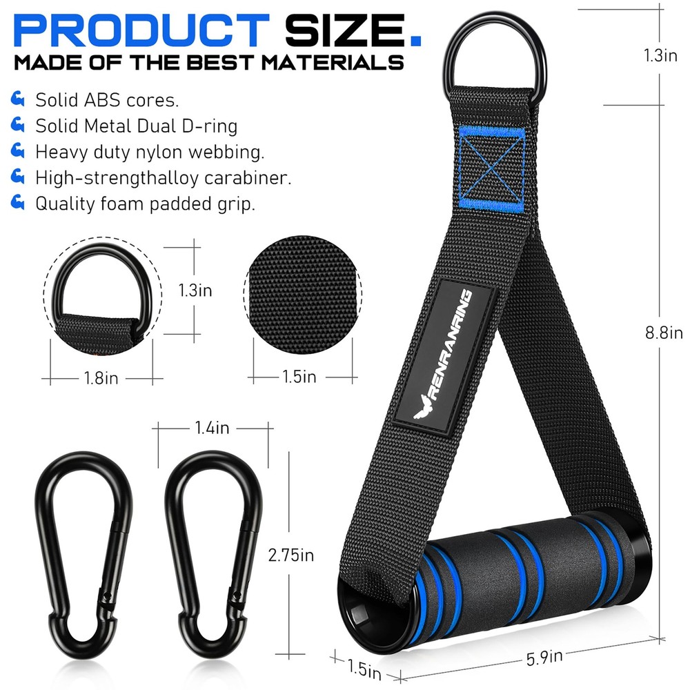 RENRANRING Gym Exercise Handles, Replacement Handle Attachments Black, Blue