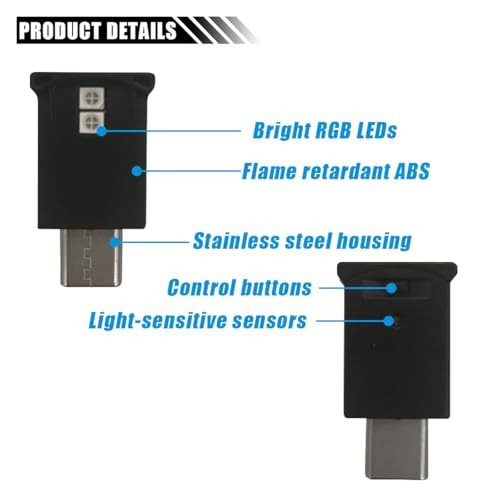 2 Pcs Mini USB LED Ambient Light, Adjustable 8 Colors RGB Dynamic Gradient