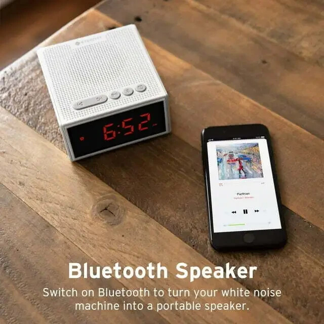 Portable Rechargeable White Noise Machine Bluetooth Speaker LCD Digital Clock