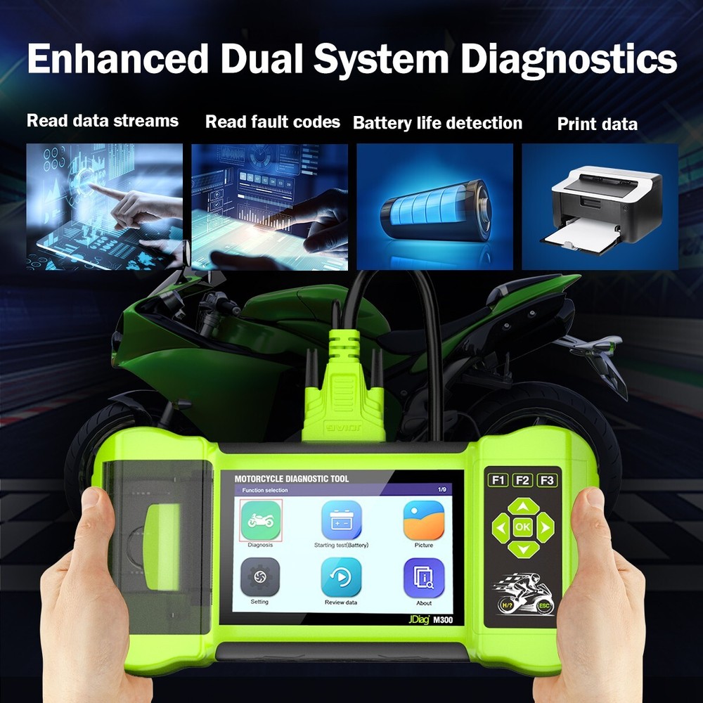 JDIAG Motorcyle Diagnostic Scanner All System OBD2 Diagnostic Fault Code Reader