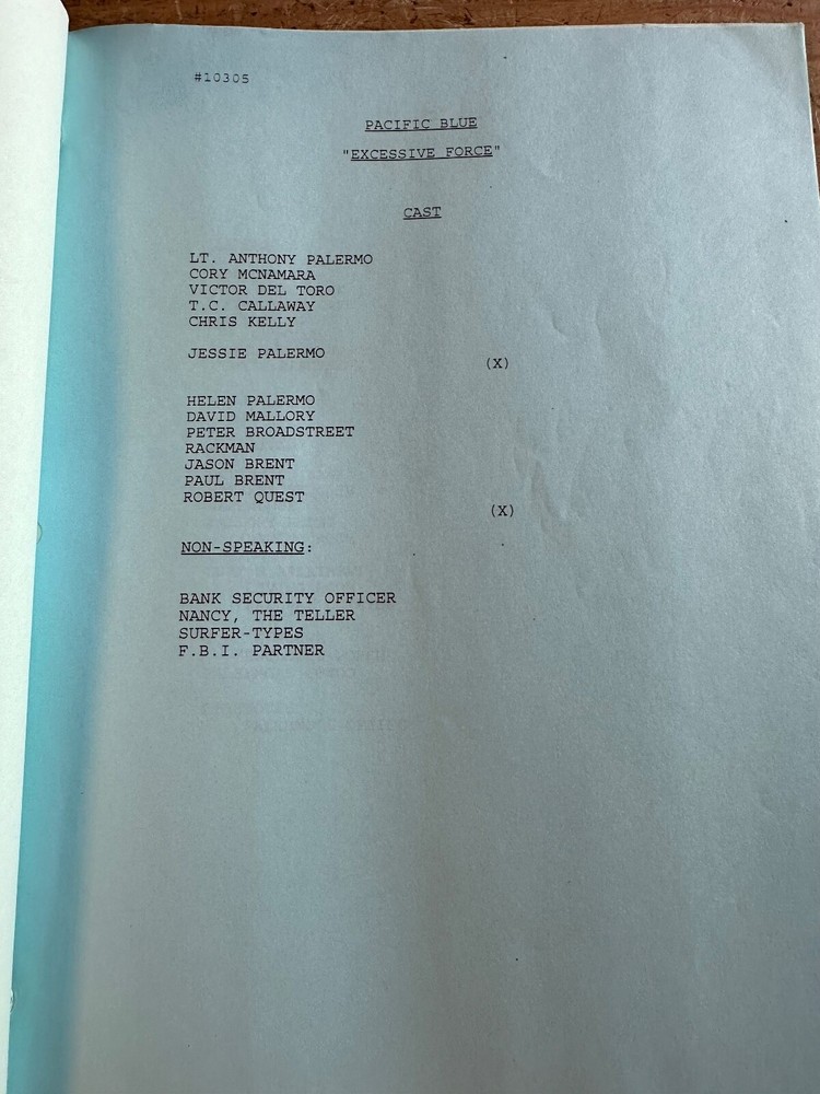PACIFIC BLUE TV SHOW SCRIPT EPISODE EXCESSIVE FORCE