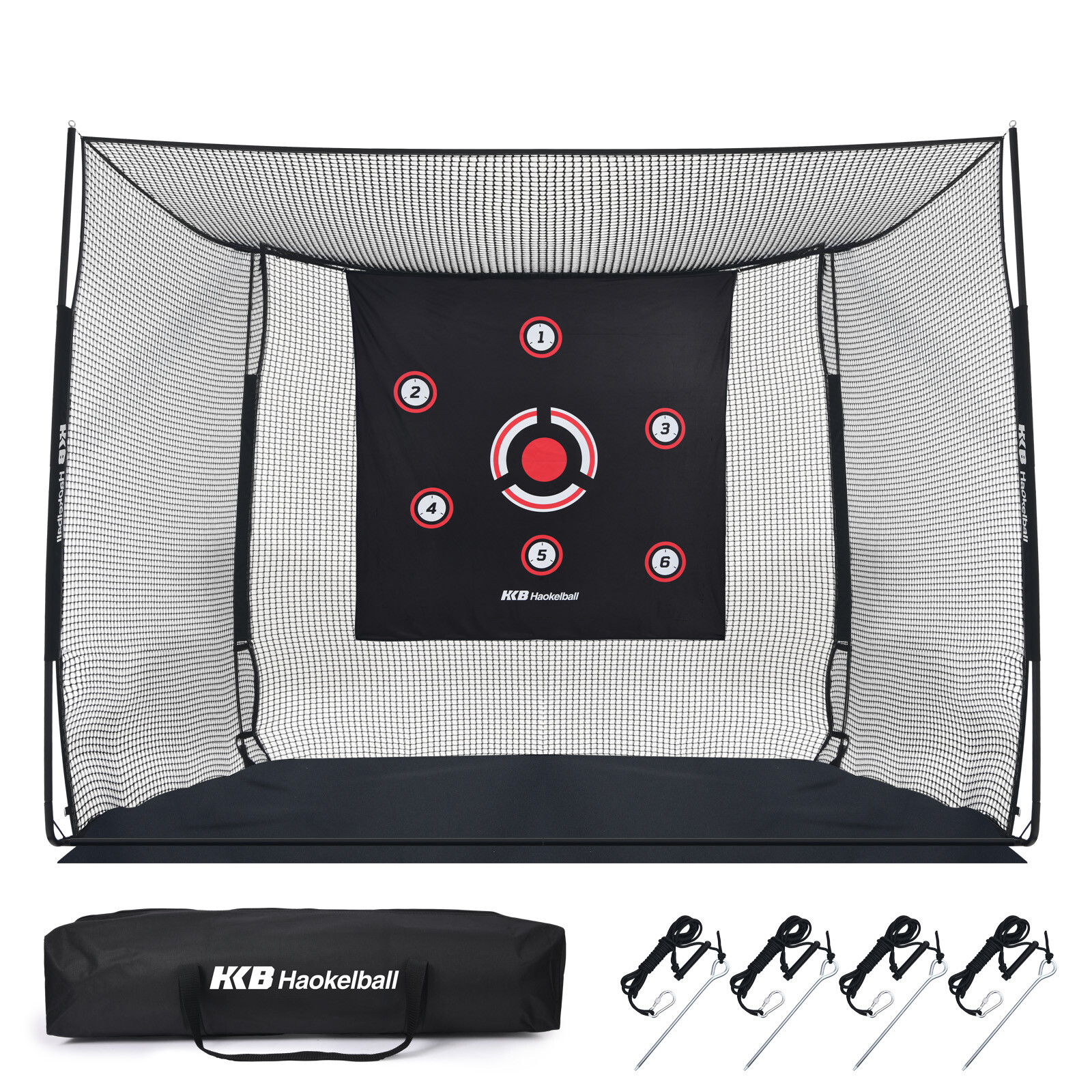 Golf Practice Cage 10x8x6ft Heavy Duty Net w/ Target Cloth Portable Carry Bag