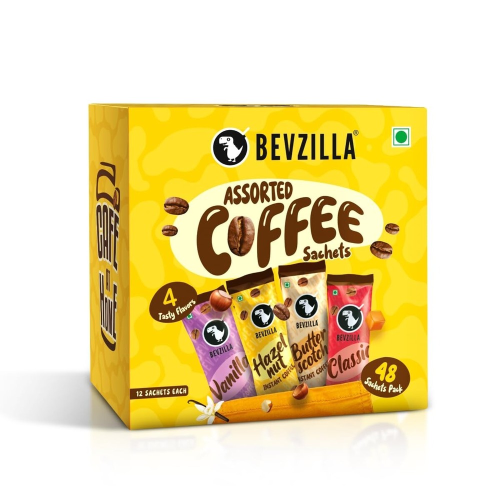 Bevzilla 48 Assorted Instant Coffee Sachets | 48x2Gm | Hot & Cold Brew Ready