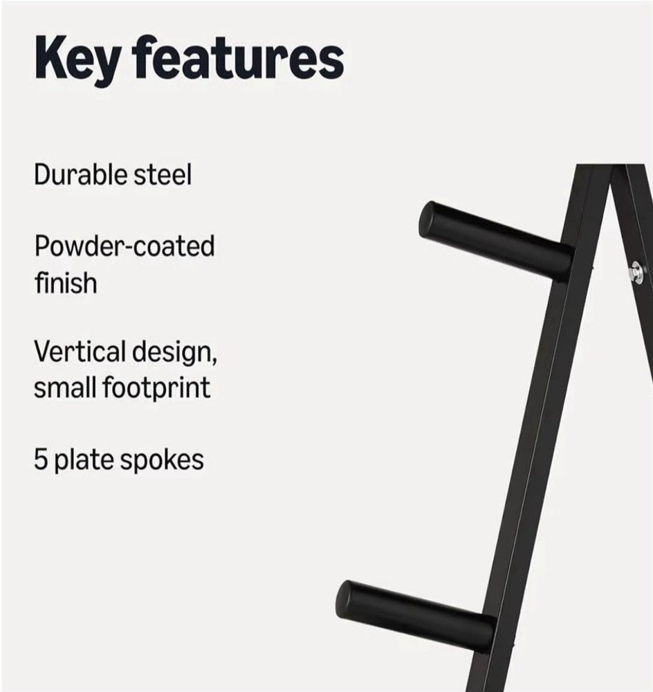 AMAZON BASICS WEIGHT PLATE TREE RACK 300 LBS - BLACK