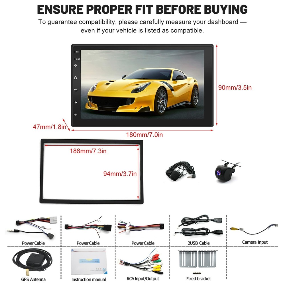 Android 14 Car Stereo 7" Touchscreen Carplay Android Auto GPS BT Backup Camera